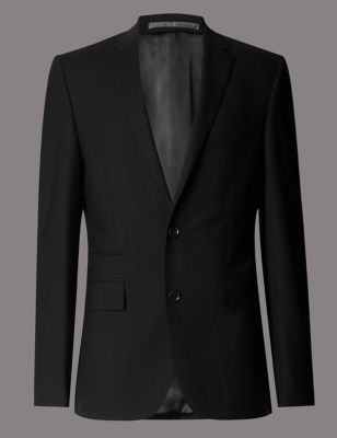 Big & Tall Black Tailored Fit 2 Button Jacket